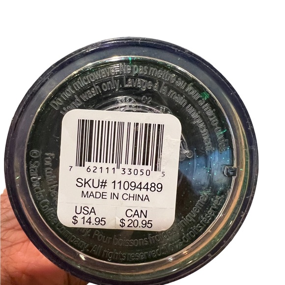 STARBUCKS 2018 Holiday Green Glitter Tumbler With Straw New With Tags - Picture 4 of 6